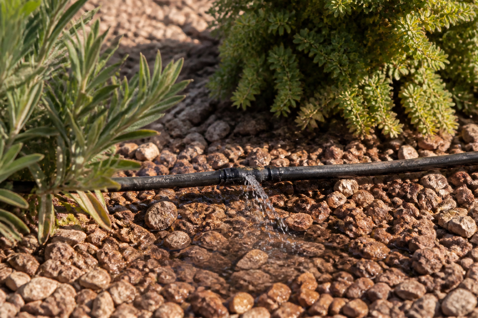 Leak in a residential drip irrigation line