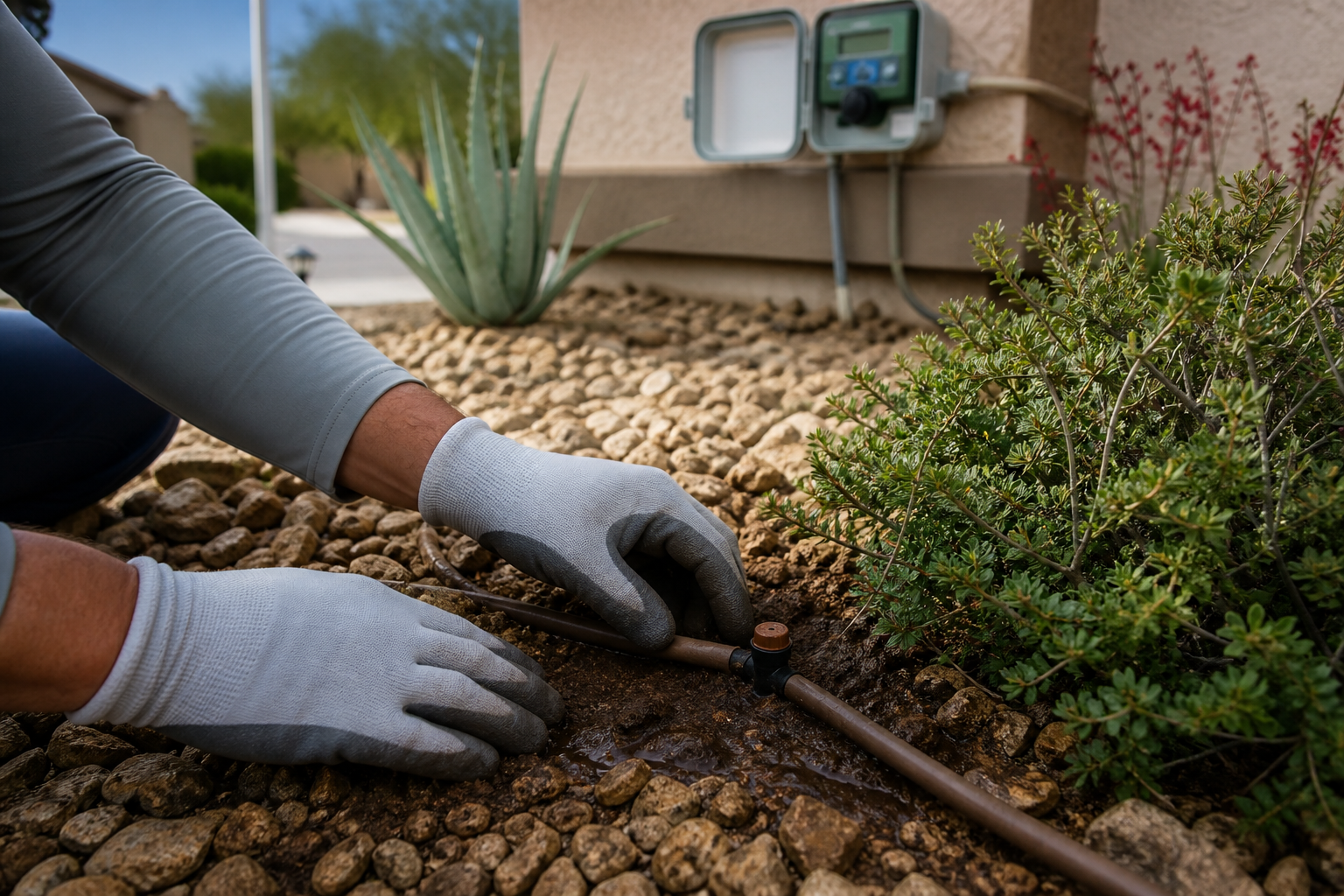 Checking soil moisture near a drip emitter